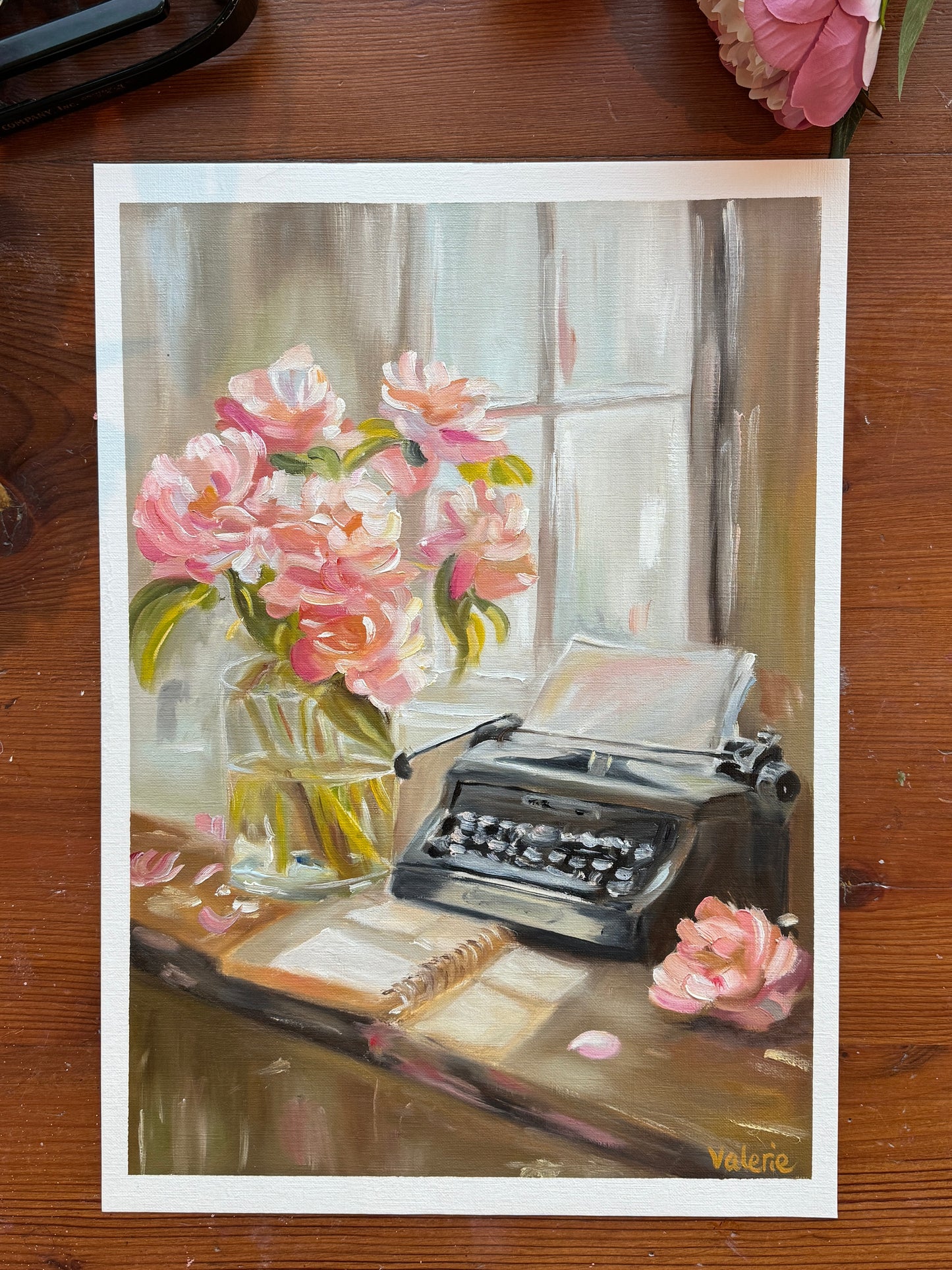 Peonies and Typewriter – Fine Art Print